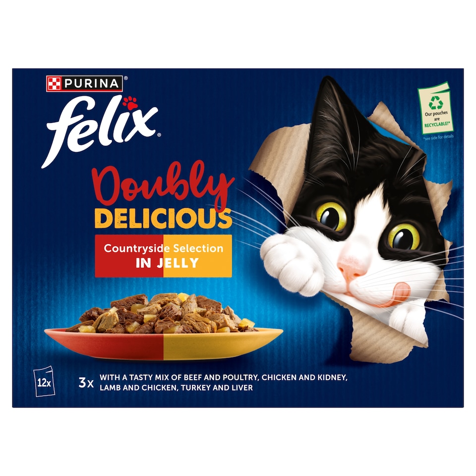 image 1 of FELIX Doubly Delicious Countryside Selection in Jelly Wet Cat Food 12x85g