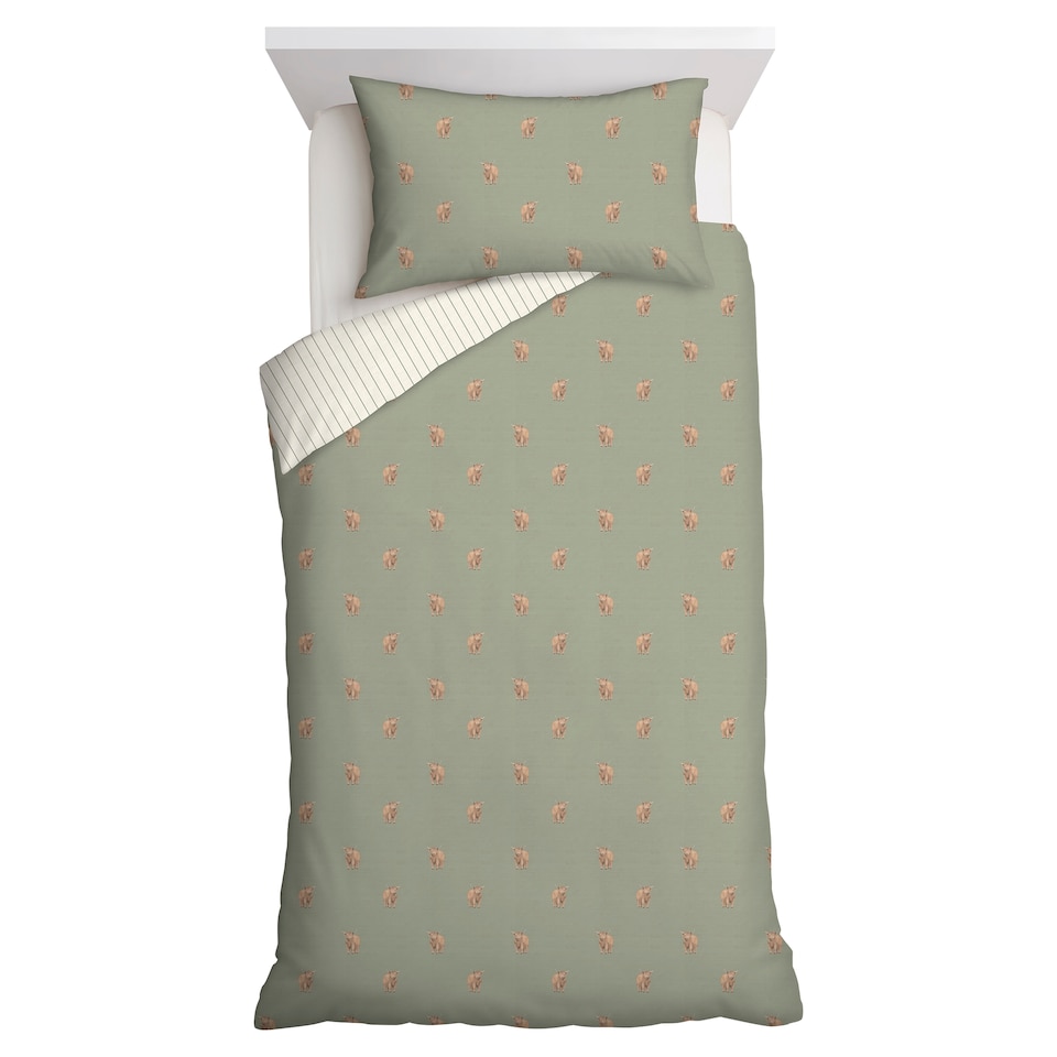 F&F Home Brushed Cotton Highland Cow Duvet Cover Set Single