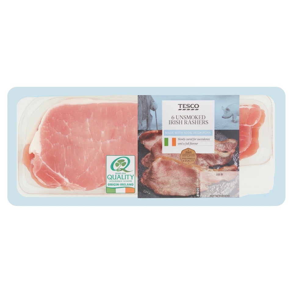Tesco Unsmoked Irish Bacon Rashers 225G