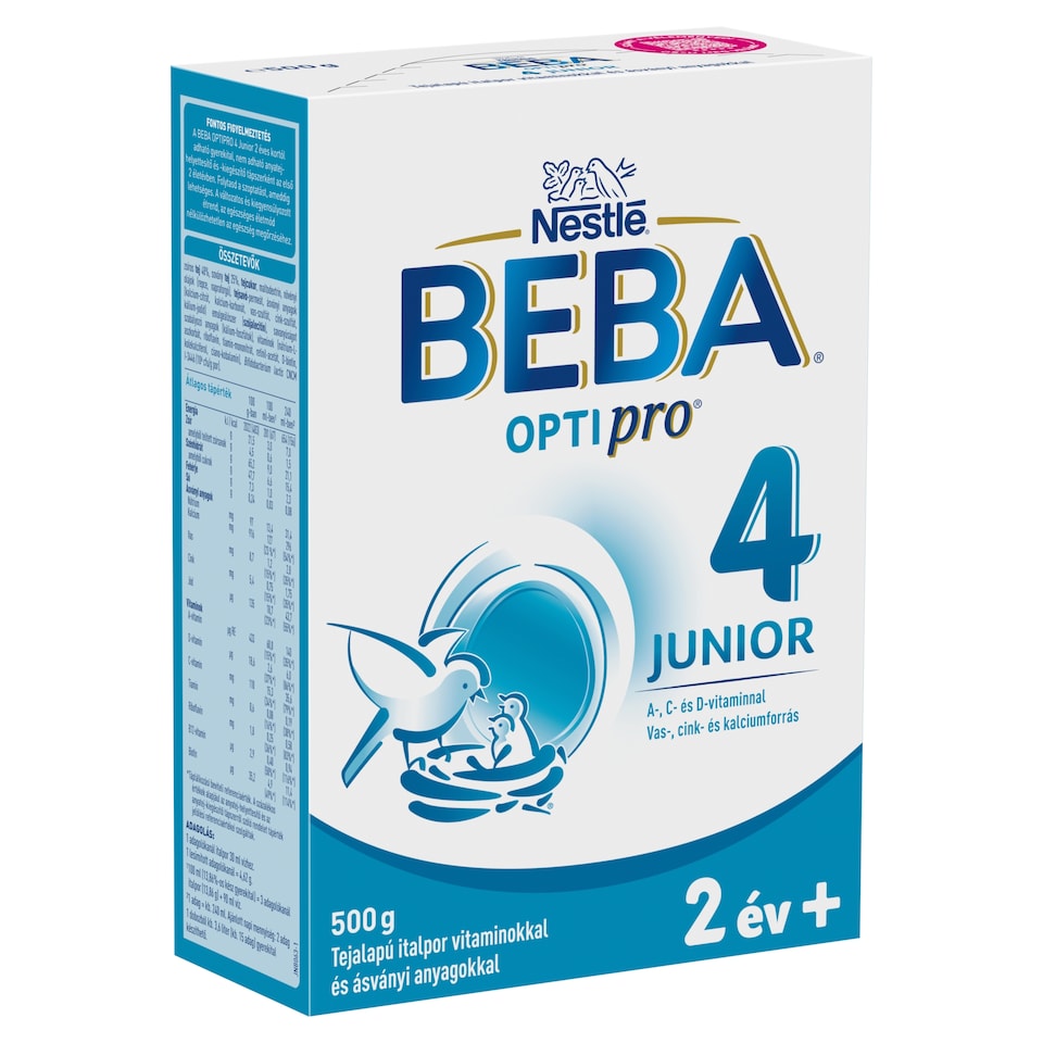 Beba Optipro 4 Junior tejalapú italpor vitaminokkal és ásványi anyagokkal 2 év+ 500 g