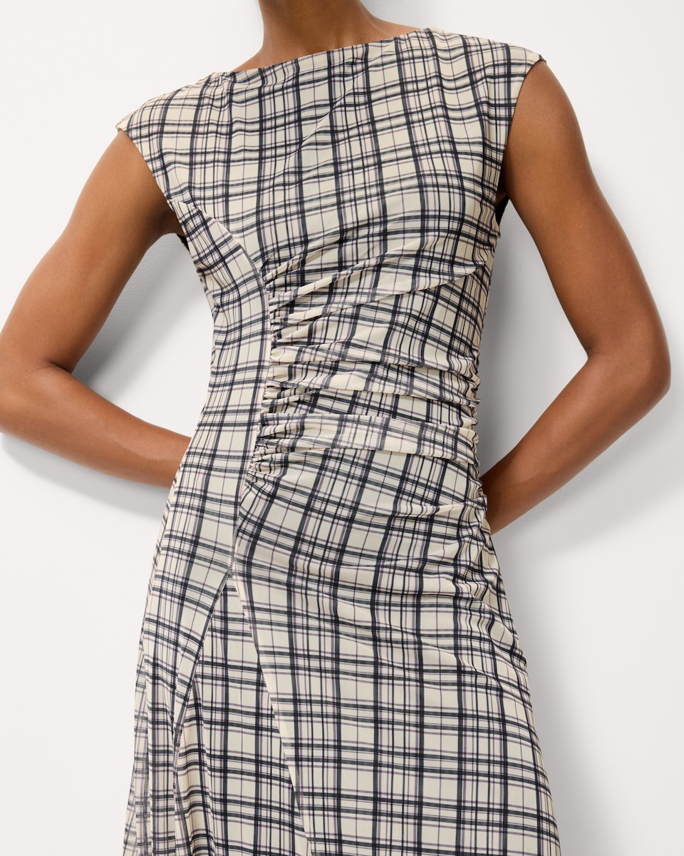 image 1 of F&F Mesh Check Midi Dress in Multi