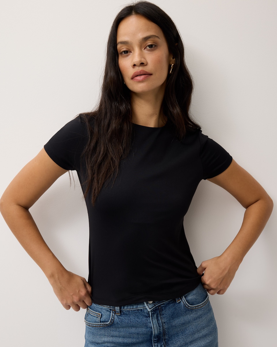 image 1 of F&F 2-Pack Polyamide Short Sleeved T-Shirts in Multi Black