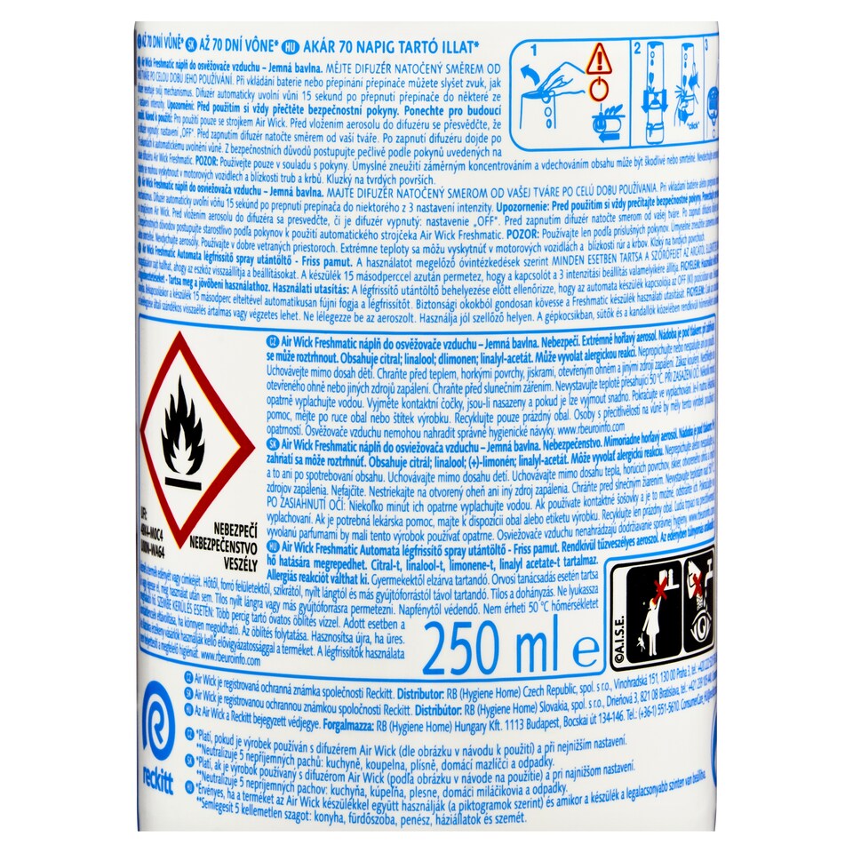 Obrázek 1 pro produkt Air Wick Freshmatic Náplň do osvěžovače vzduchu jemná bavlna 250ml