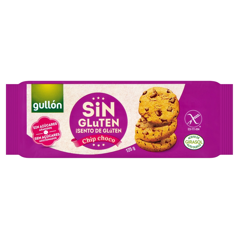 image 1 of Gullón Gluten Free Cookie with Dark Chocolate Chips with Sweeteners 125 g