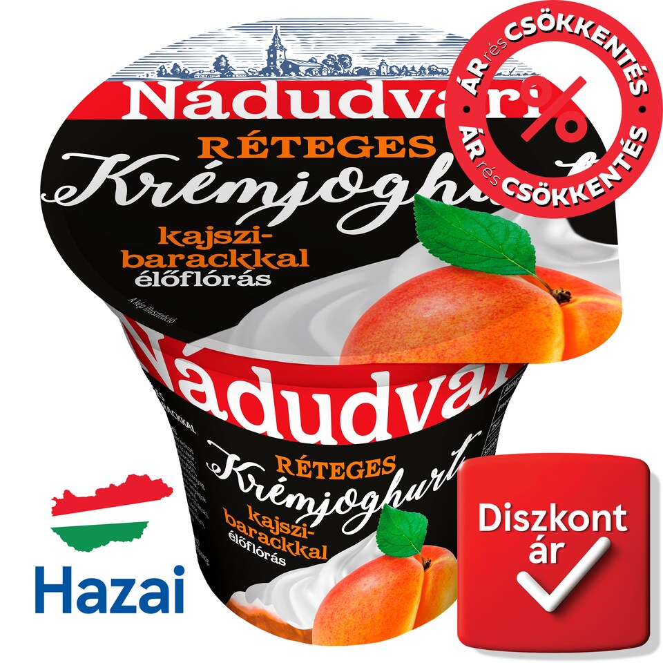 Nádudvari réteges élőflórás krémjoghurt kajszibarackkal 180 g