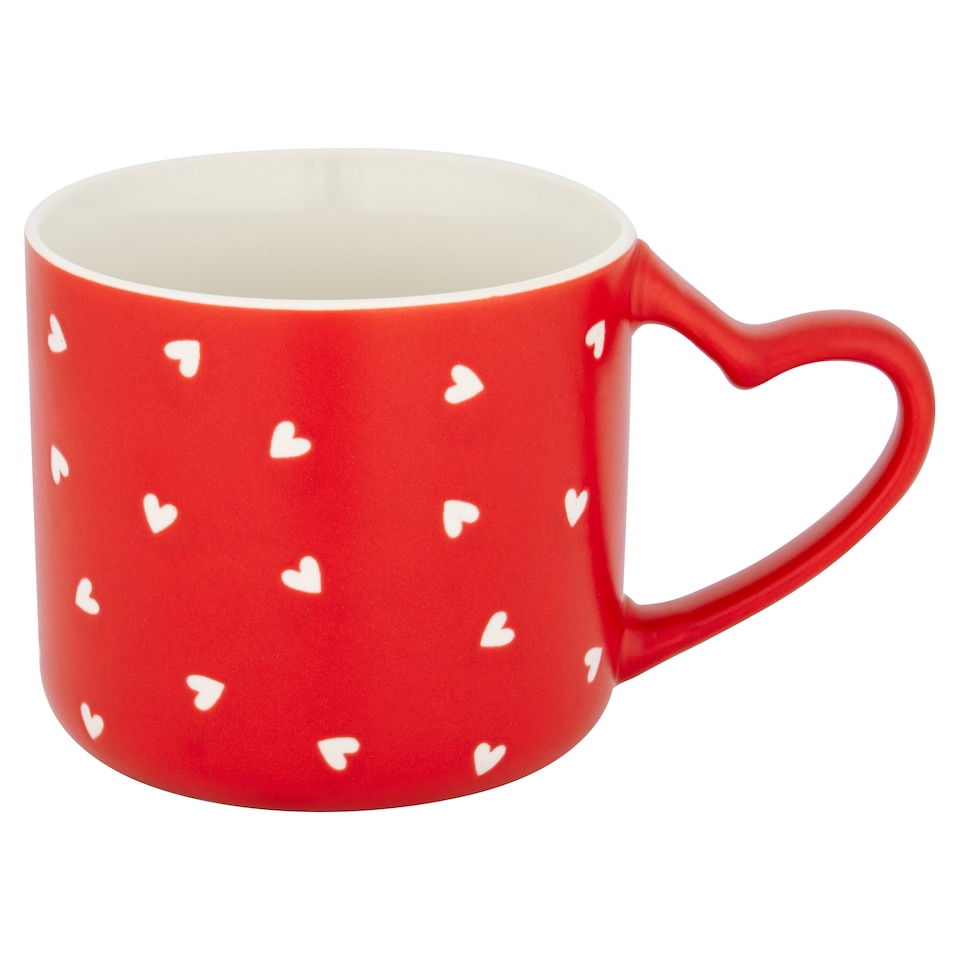 image 1 of F&F Home Valentines Heart Handle Embossed Mug Assorted