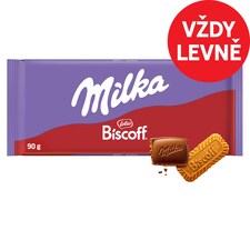 Milka mléčná čokoláda z alpského mléka s kousky sušenek Lotus Biscoff 90g