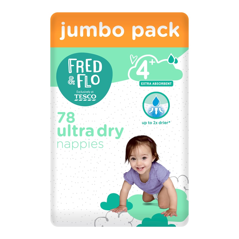image 1 of Fred & Flo Ultra Dry Nappies Size 4+ Jumbo Pack 78 Pack