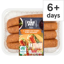 Tesco Fire Pit 4 Jumbo Hot Honey Pork Sausages 400G