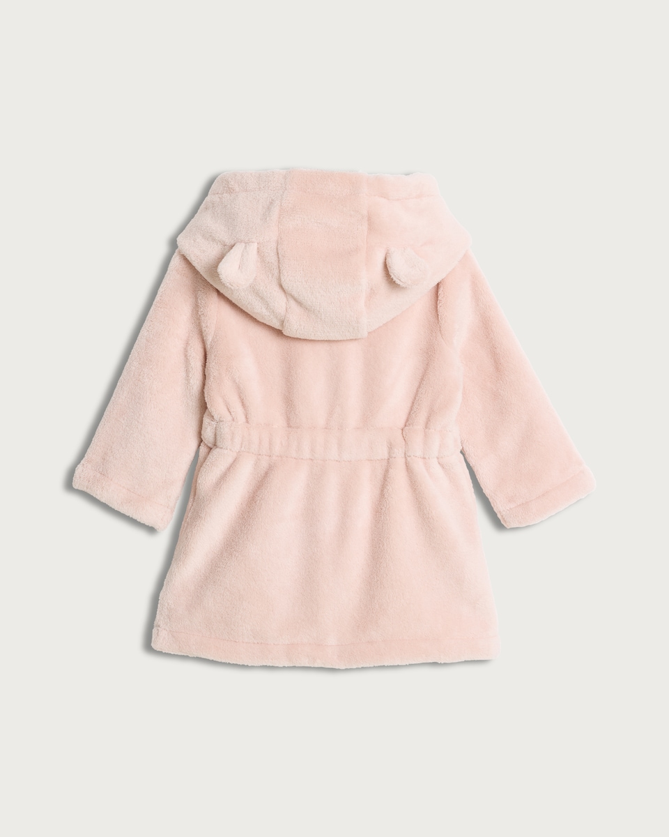 image 1 of F&F Baby Fleece Belted Hooded Dressing Gown in Pink