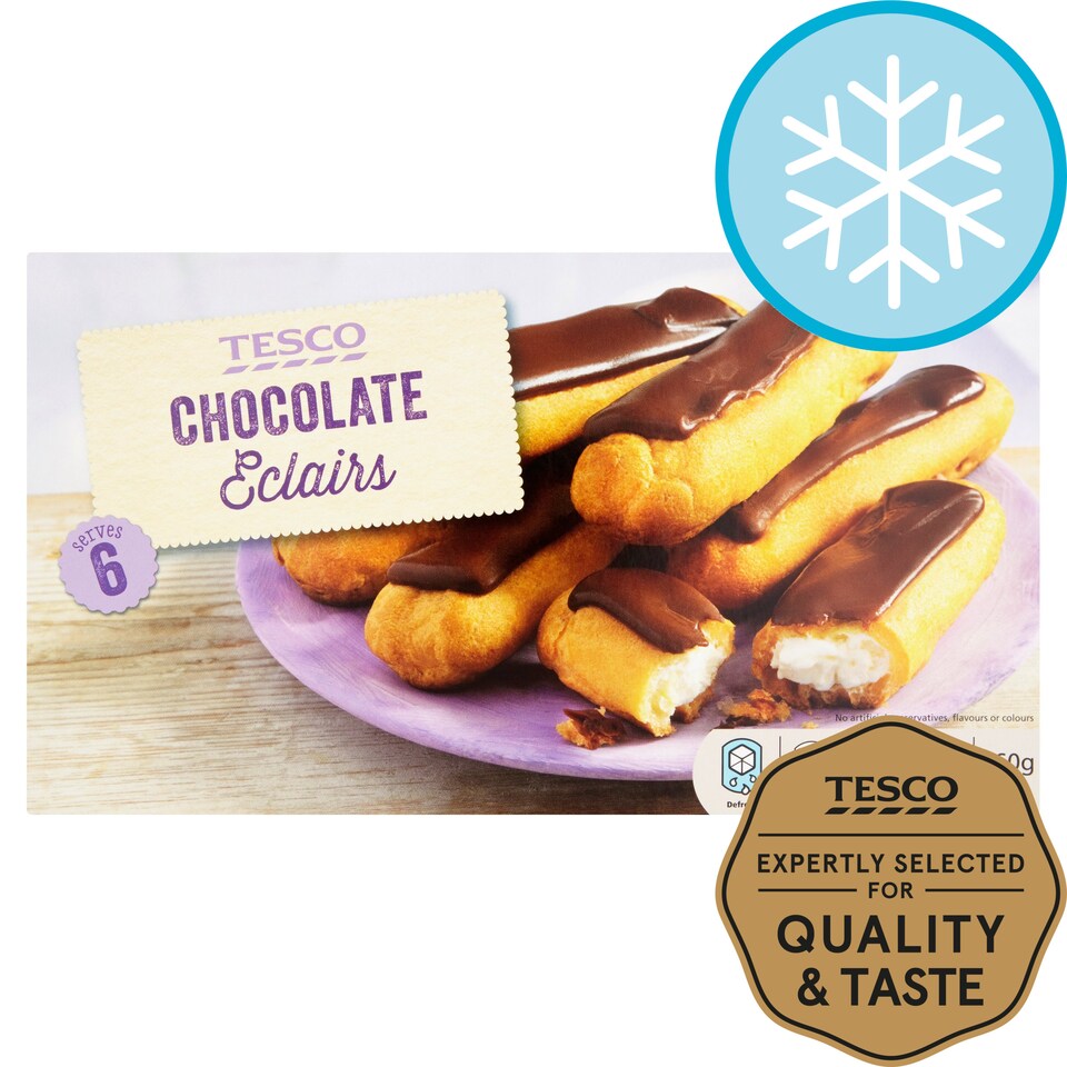 Tesco 6 Chocolate Eclairs 160G Price Marked