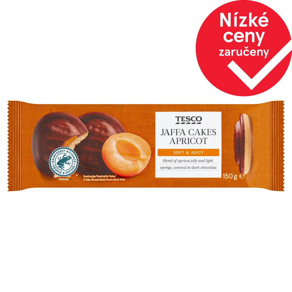 Tesco Jemné pečivo s meruňkovým želé polomáčené v hořké čokoládě 150g