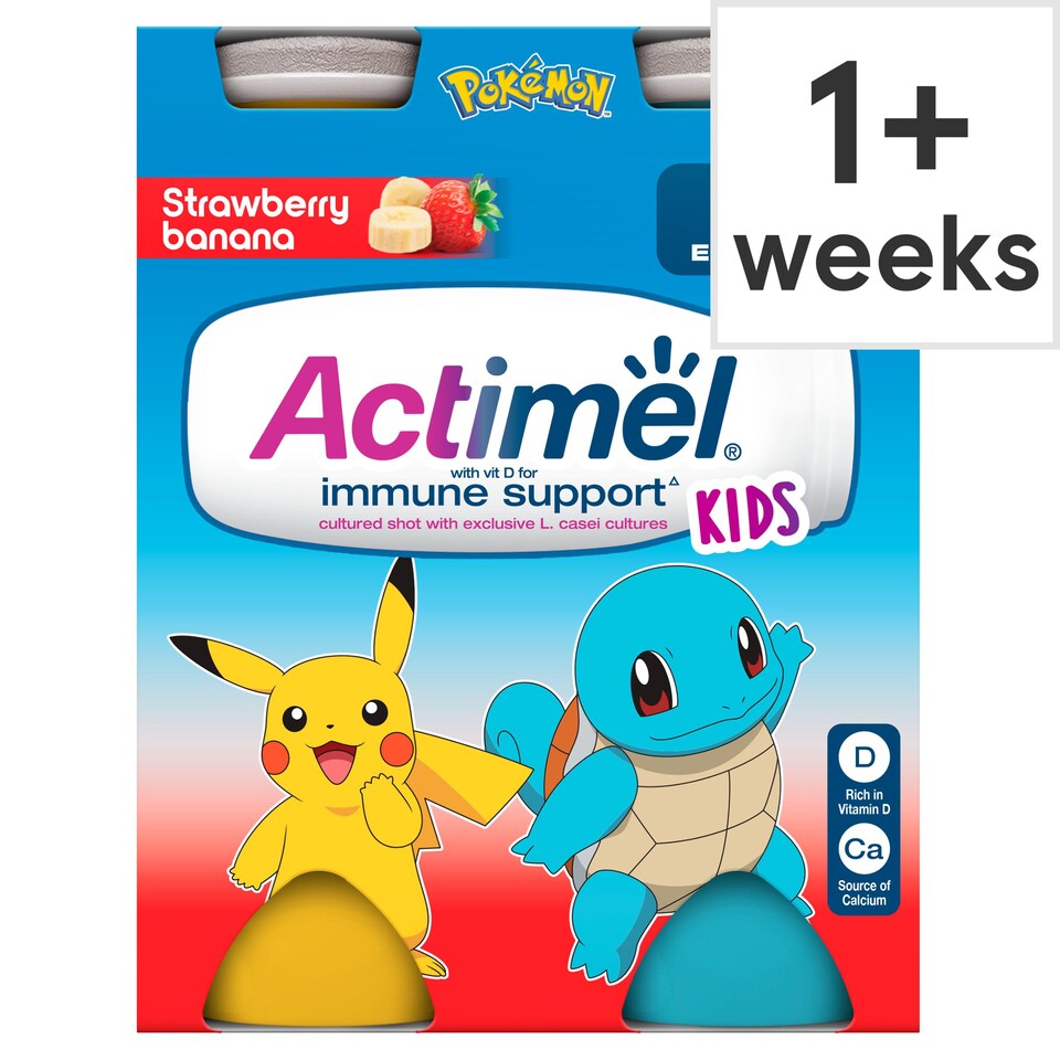 Actimel Kids Strawberry Banana Yoghurt Drink Multipack 4x100g Tesco