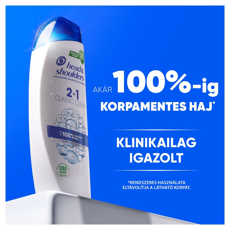 Head & Shoulders Classic Clean 2az1-ben korpásodás elleni sampon 250ml. Friss tiszta Illat 1. kép