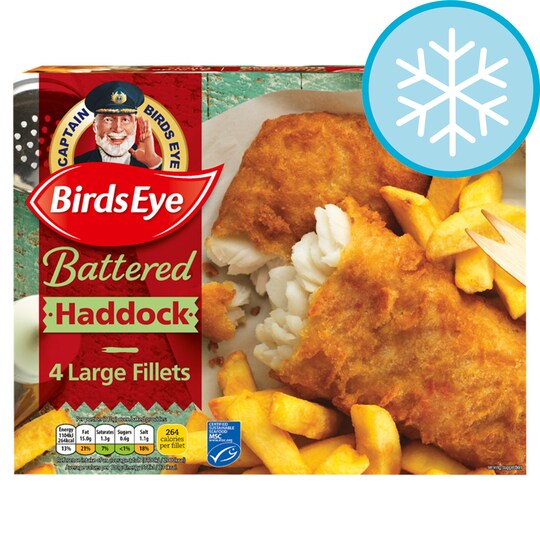 Birds Eye 4 Battered Haddock Fillets 440G Tesco Groceries