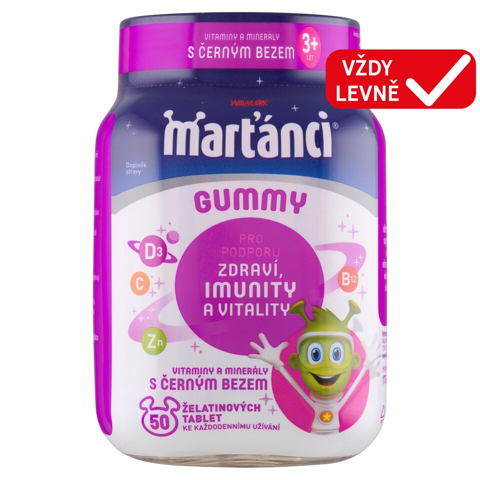 image 1 of Marťánci Gummy Vitamins and Minerals with Black Elderberry 50 Gelatin Tablets 175.0g