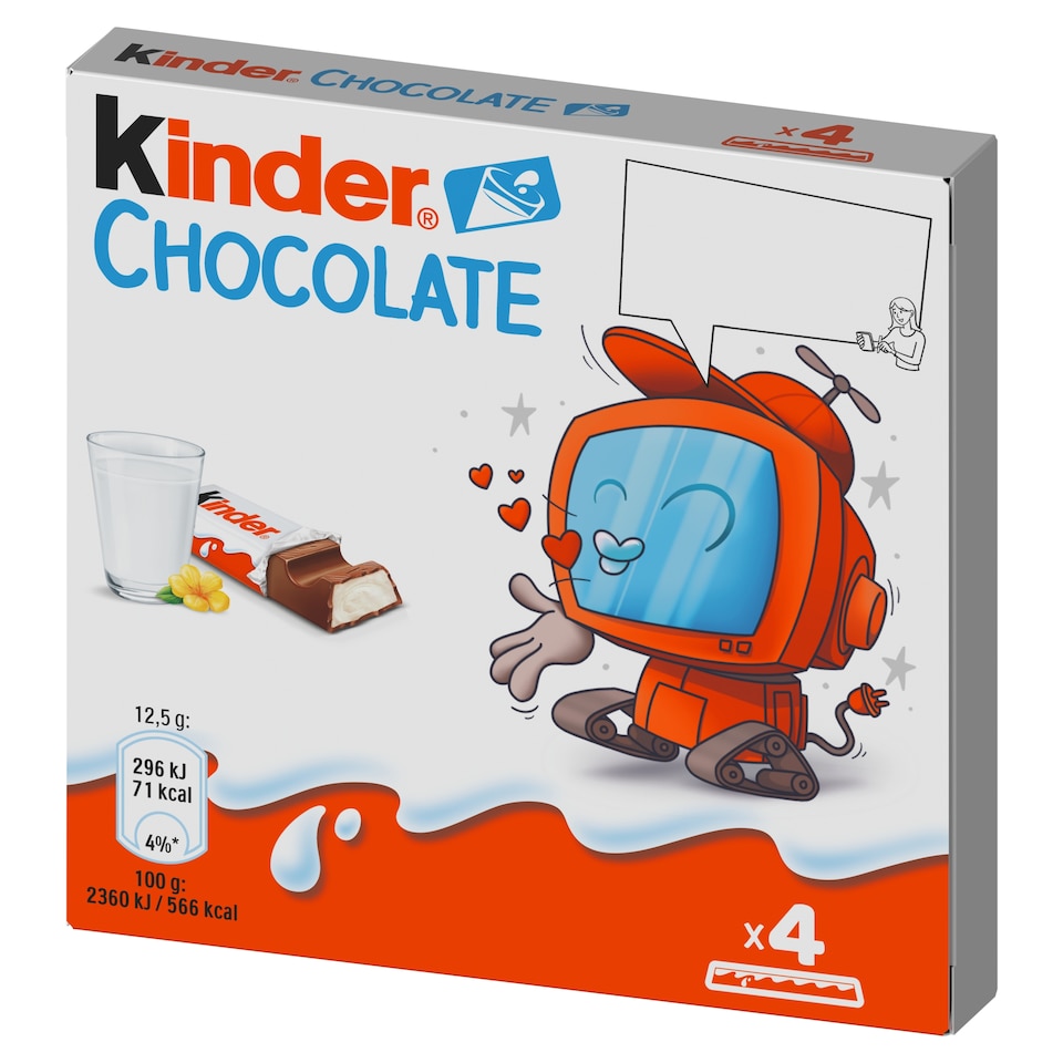 obrázok 1 z Kinder Chocolate tyčinky z mliečnej čokolády s mliečnou náplňou 4 ks 50 g