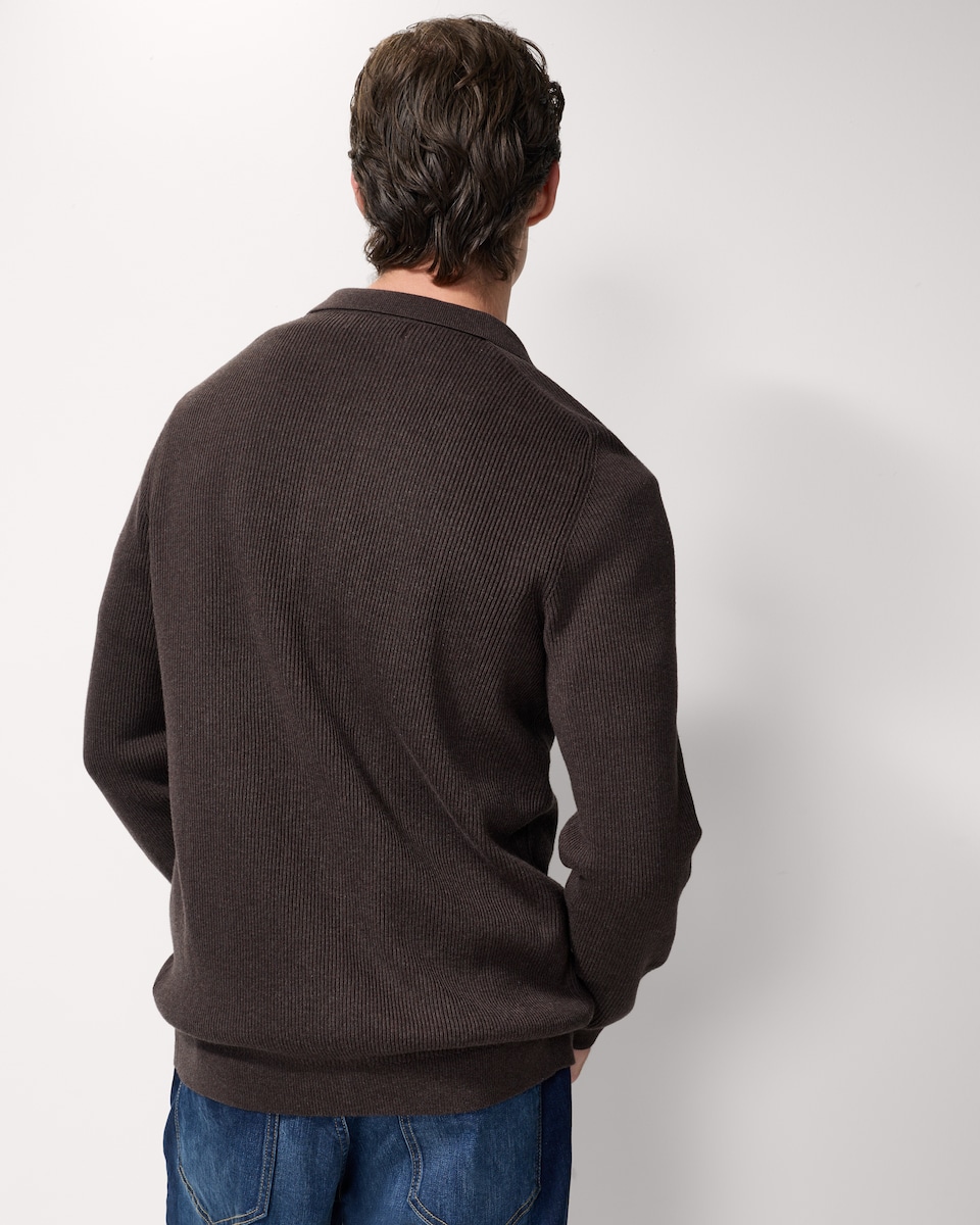 image 1 of F&F Pure Cotton Collared Cardigan in Brown