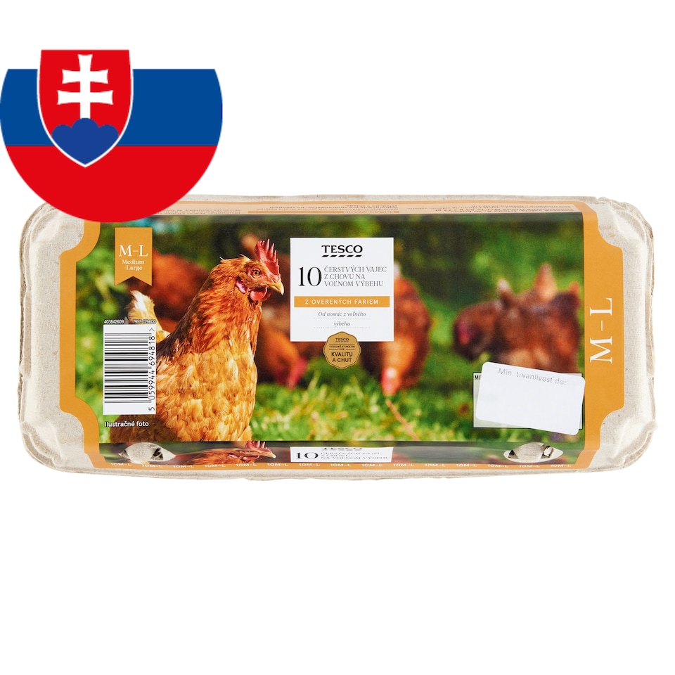 Tesco Čerstvé vajcia z chovu na voľnom výbehu M-L 10 ks