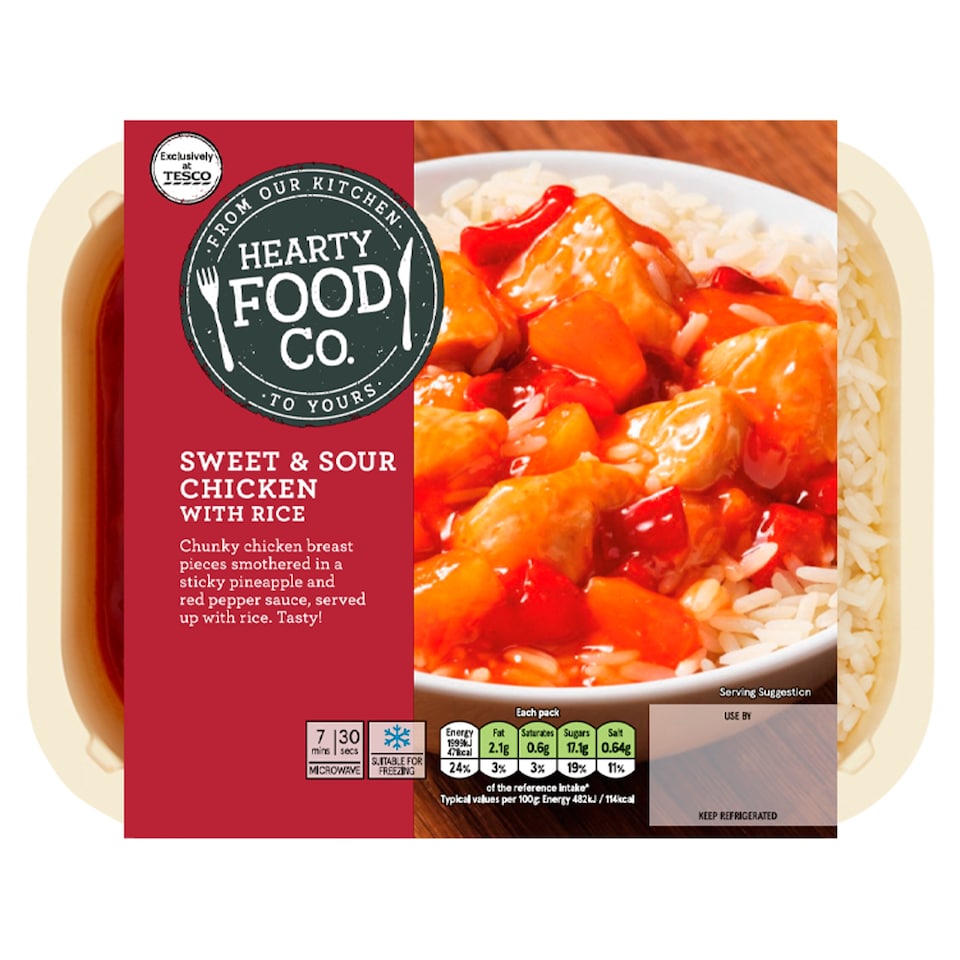 Hearty Food Co. Sweet & Sour Chicken & Rice 450G
