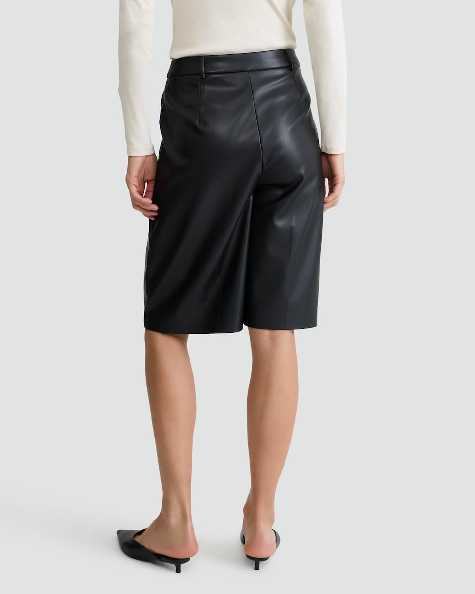 image 1 of F&F Faux Leather Jorts in Black