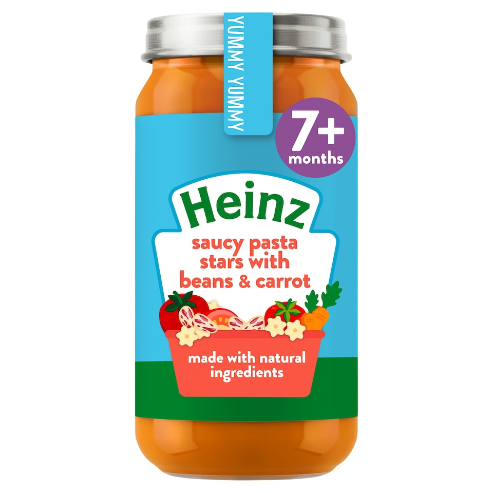 image 1 of Heinz Pasta Stars with Beans & Carrot Baby Food Jar 200g
