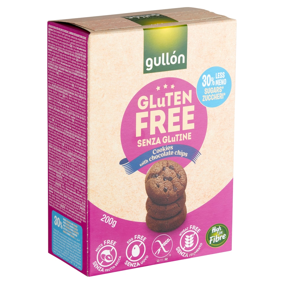 Gullón gluténmentes keksz csokoládé darabokkal 200 g  1. kép