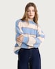 image 1 of The F&F Edit Knitted Fluffy Stripe Print Jumper in Multi Blue
