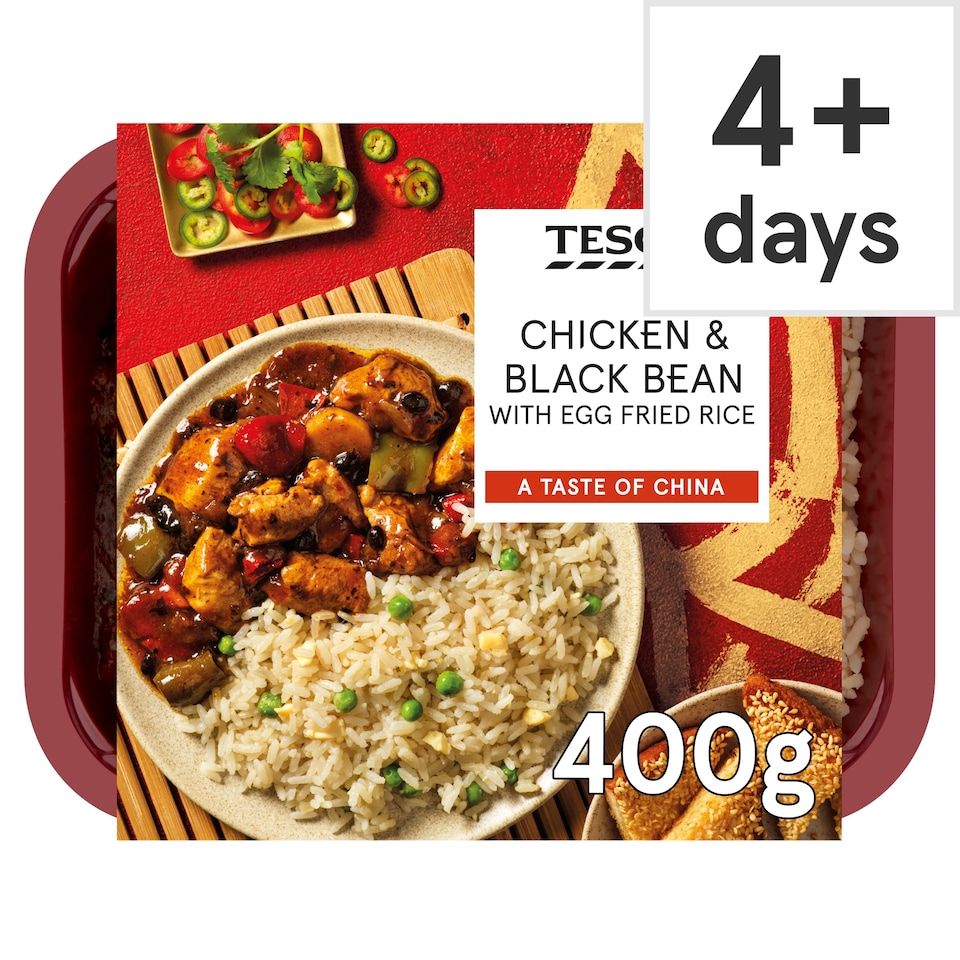 Tesco Chicken & Black Bean With Egg Fried Rice 400G