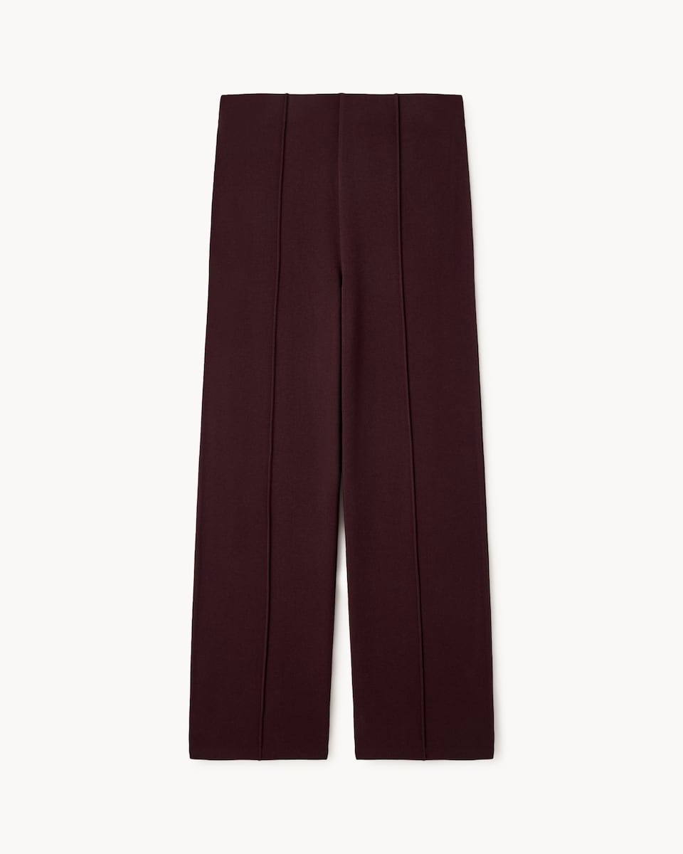 image 1 of F&F Brushed Pintuck Wide Leg Trousers in Burgundy