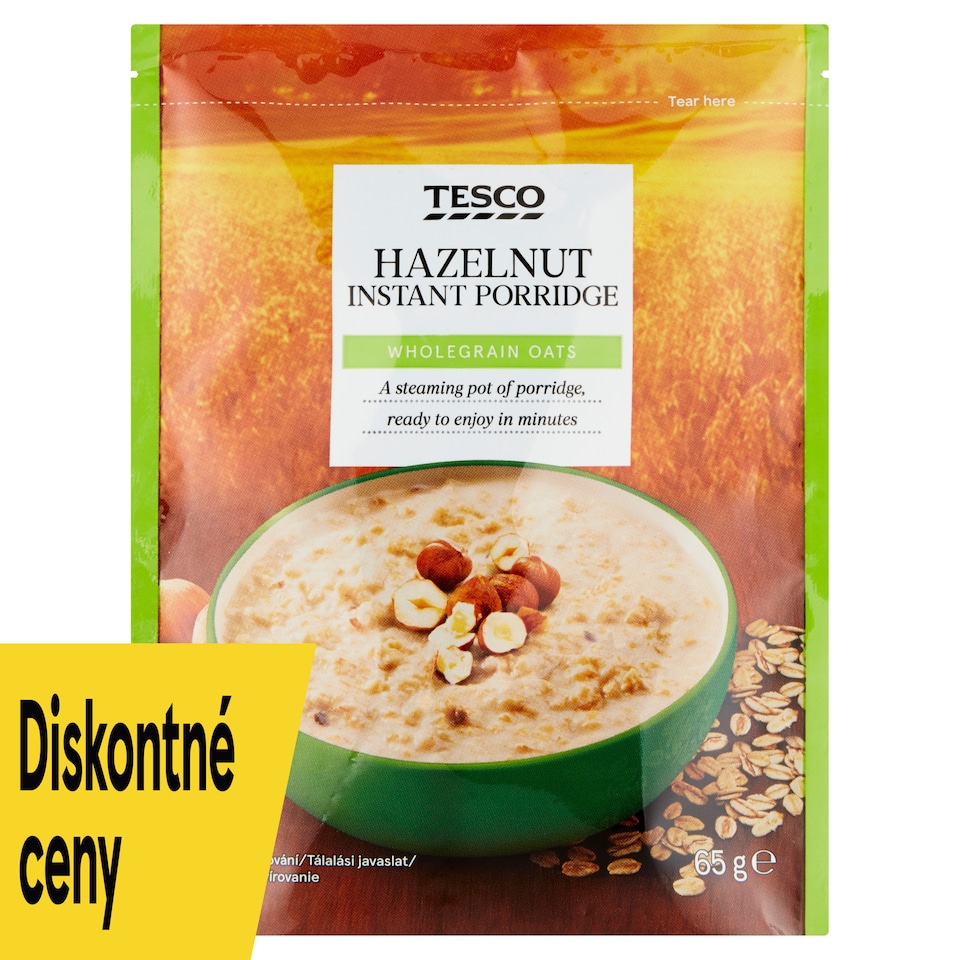 Tesco Instantná ovsená kaša s lieskovými orieškami 65 g