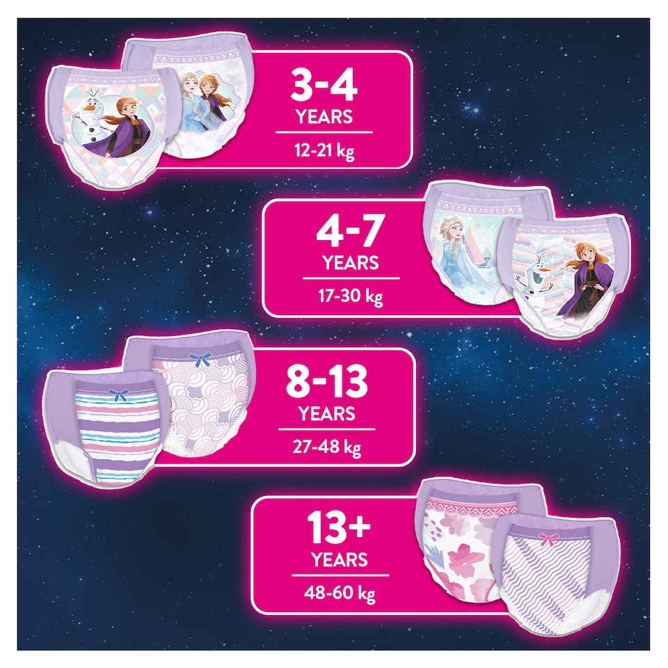image 1 of Huggies DryNites Bedwetting Pyjama Nappy Pants Girl 13Yrs+ x20