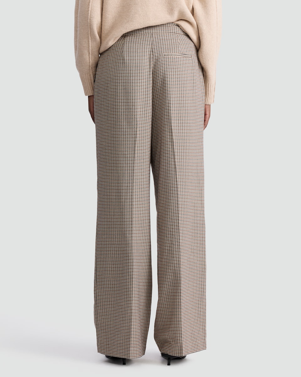 image 1 of The F&F Edit Checked Wide Leg Trousers in Brown