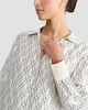 image 2 of F&F Satin Geometric Print Button Up Shirt in Cream