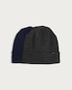 image 1 of F&F 2-Pack Ribbed Knit Beanie Hats in Multi