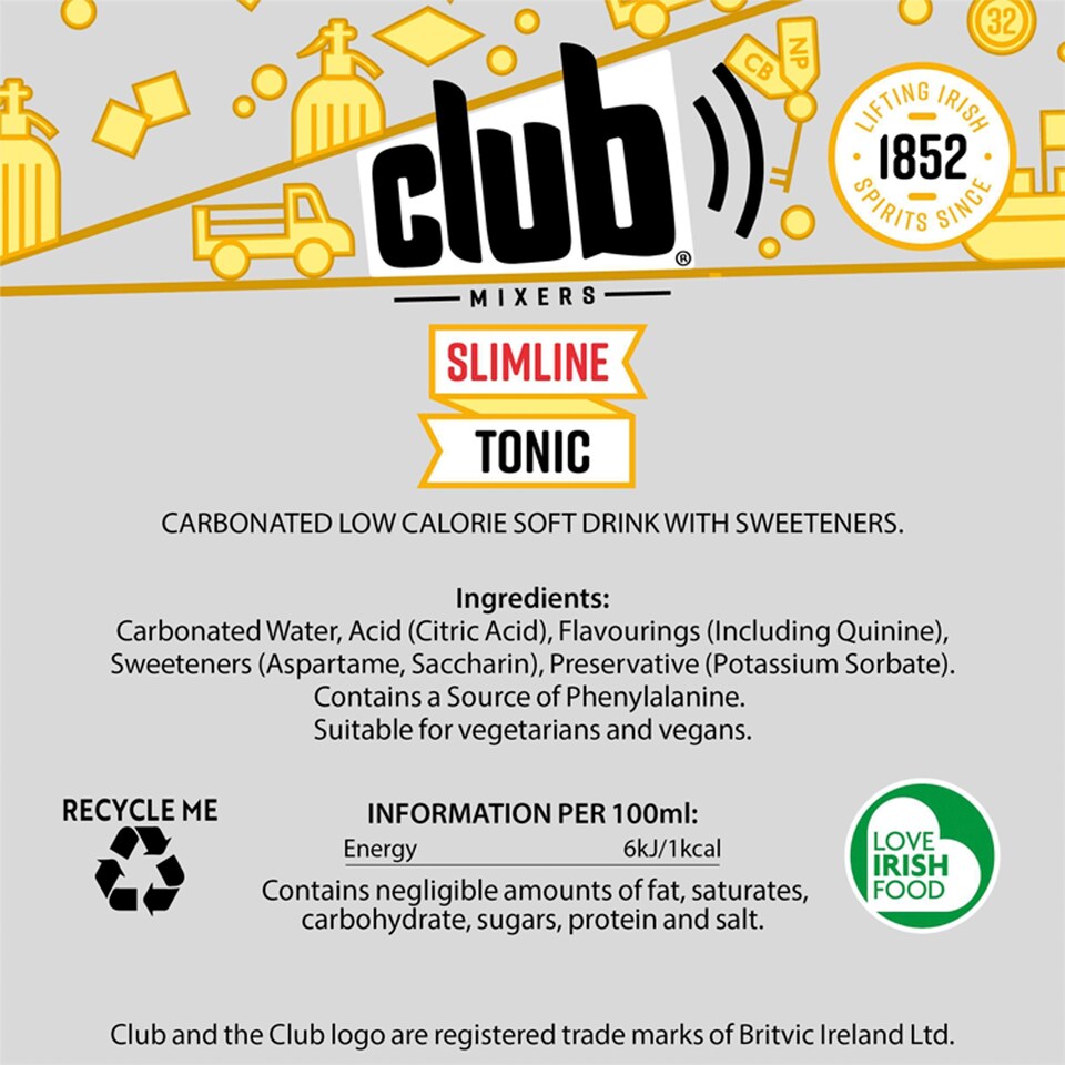 image 1 of Club Tonic Water Slimline 850Ml