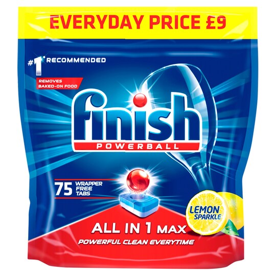 Finish All In 1 Max Lemon 75 Dishwasher Tab 1200G Tesco Groceries