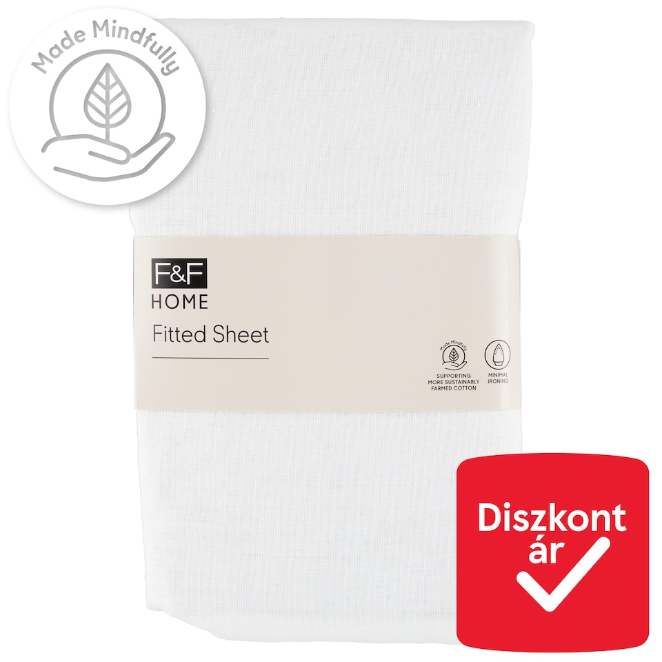 F&F Home White Fitted Sheet 100 x 200 x 25 cm