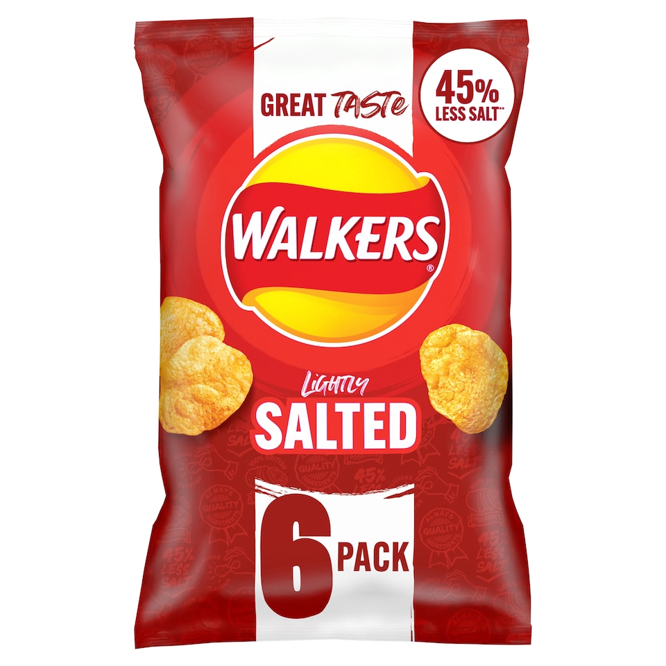 image 1 of Walkers Lightly Salted Less Salt Multipack Crisps 6x25g