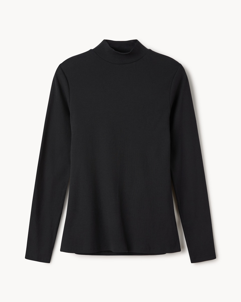 image 1 of F&F Cotton Rich High Neck Top in Black