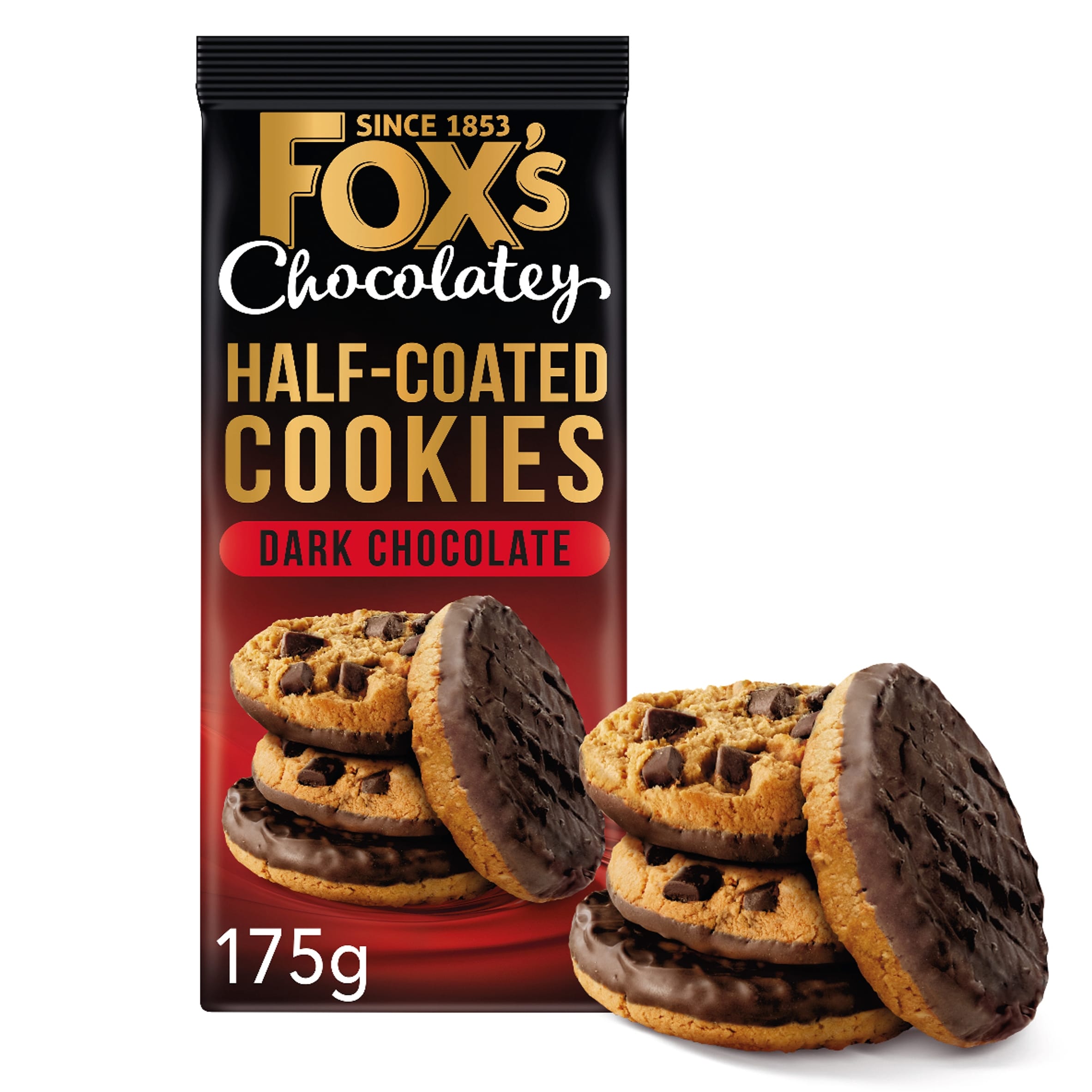 Fox's Fabulous Half Coated Dark Chocolate Cookies 175g - Tesco