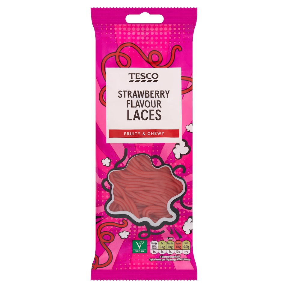 Tesco Strawberry Laces 75G