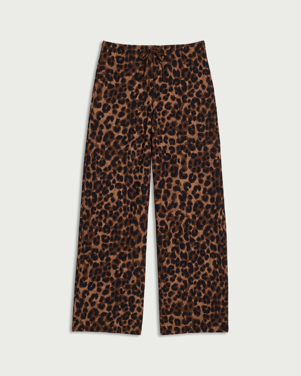 image 1 of F&F Animal Print Wide Leg Trousers in Multi Brown