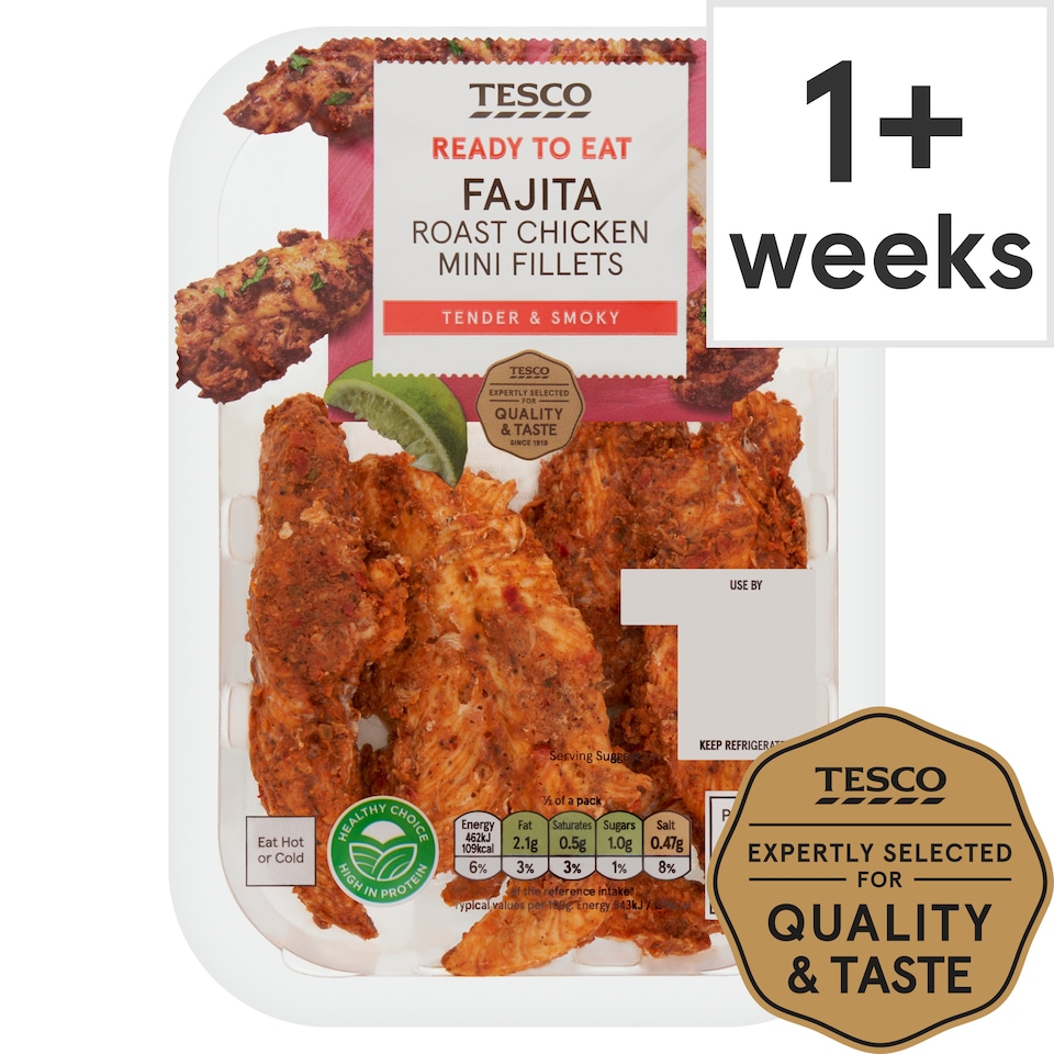 Tesco Fajita Cooked Chicken Breast Mini Fillets 170G
