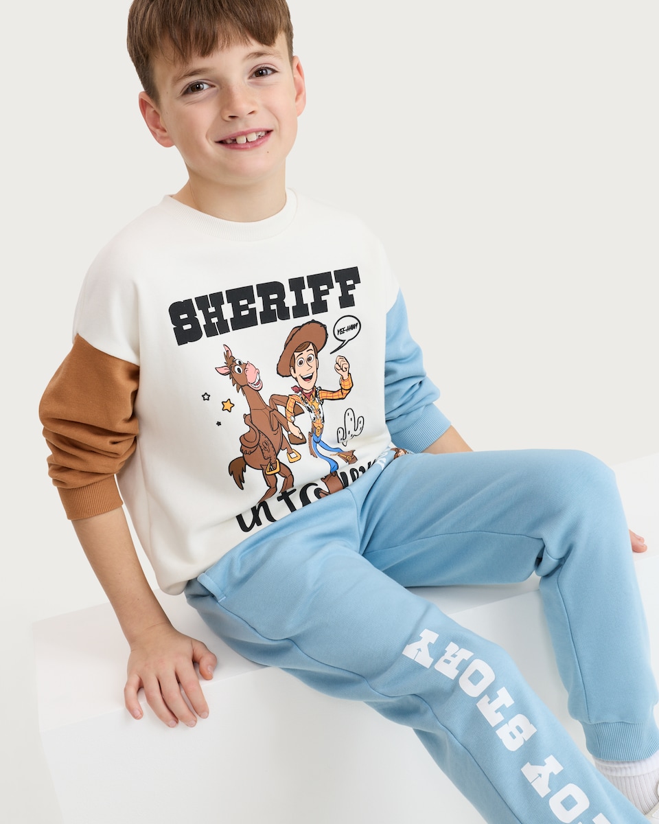 image 1 of Disney 2-Piece Cotton Rich Toy Story Sweatshirt and Joggers in Cream