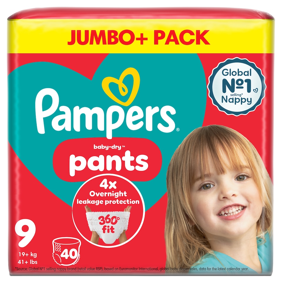 image 1 of Pampers Baby Dry Nappy Pants Size 9 Jumbo Pack 40 Nappies
