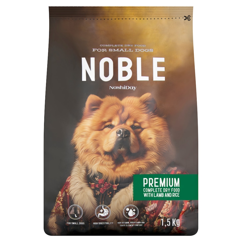 NashiDay Noble teljes értékű száraz állateledel felnőtt kutyák számára báránnyal és rizzsel 1,5 kg  1. kép