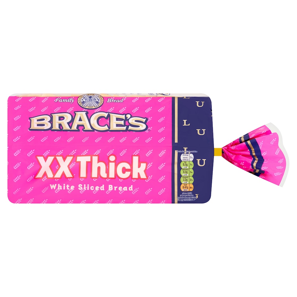 Brace's Family Bread - Luxury XX Thick White Sliced 800g