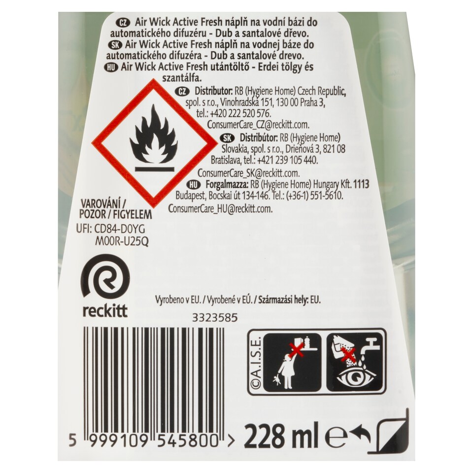 image 1 of Air Wick Active Fresh Water-Based Refill for Automatic Diffuser Forest Oak & Sandalwood 228ml