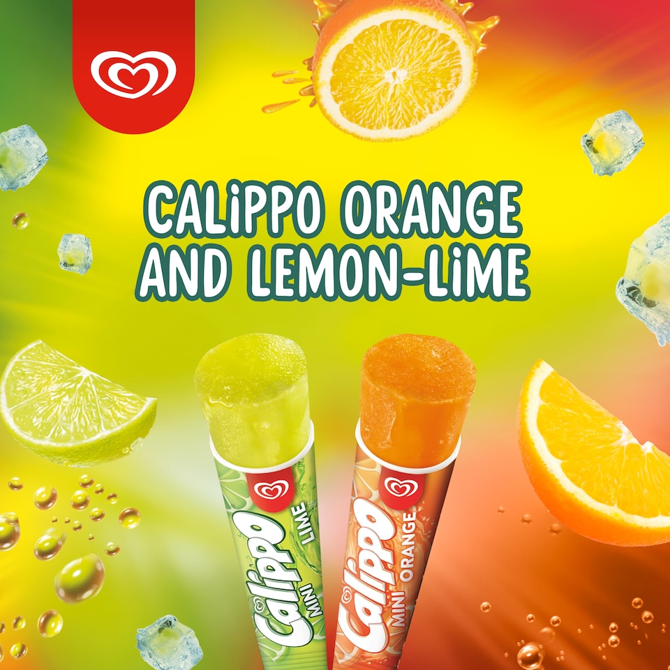 image 1 of Wall's Calippo Mini Orange & Lemon-Lime Ice Lollies 5x80ml